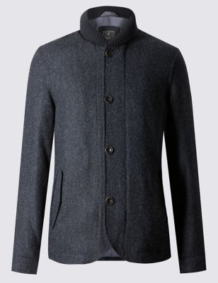 Pure Wool Tailored Fit Shawl Collar Coat